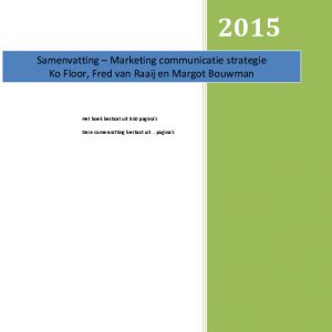 Marketing Communicatie Strategie Samenvatting