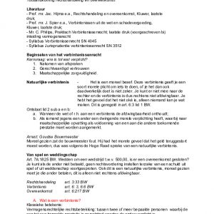 VERBINTENISSENRECHT Compleet alle colleges casus