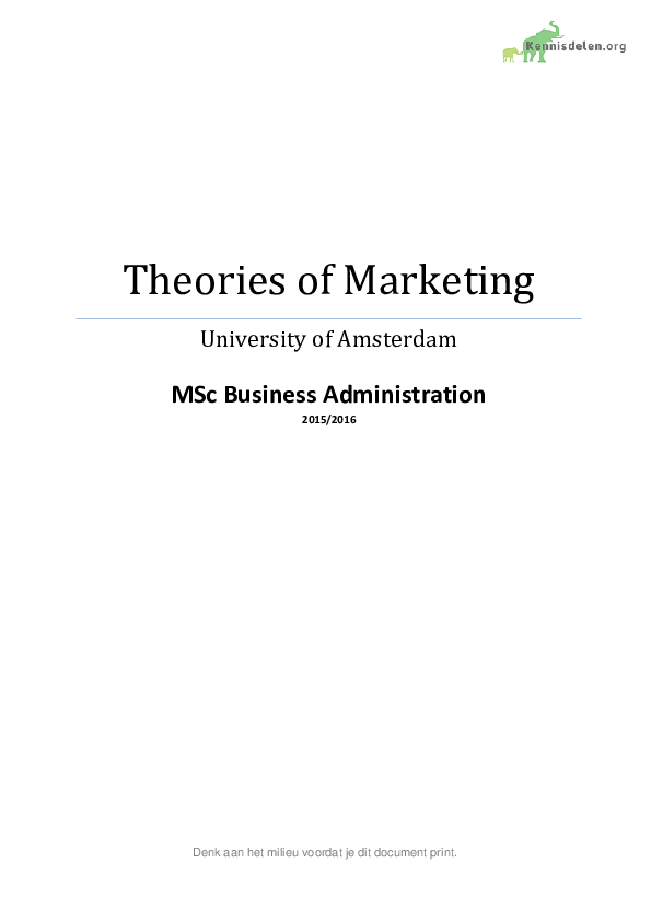 Summary Theories of Marketing