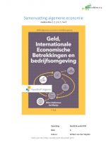 Samenvatting Algemene Economie geld internationale economische betrekkingen en bedrijfsomgeving