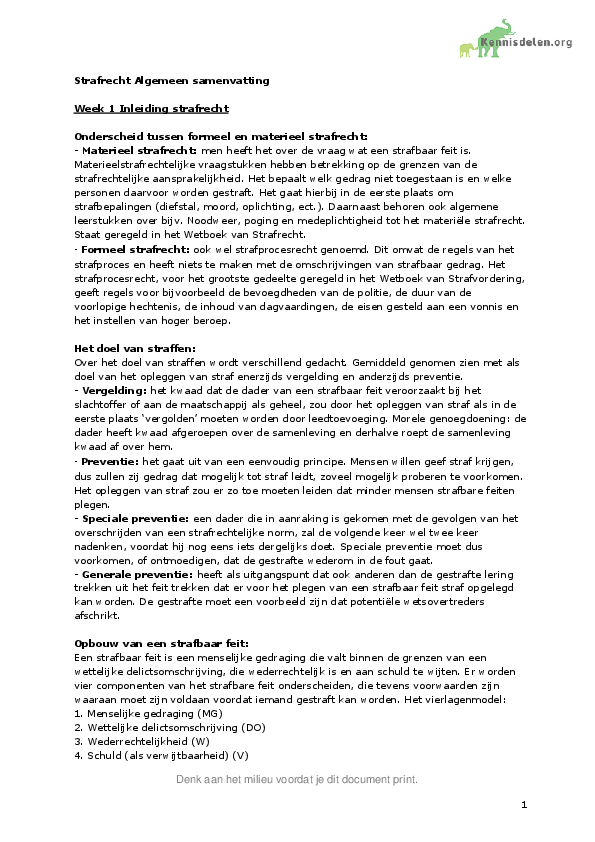 Strafrecht Samenvatting