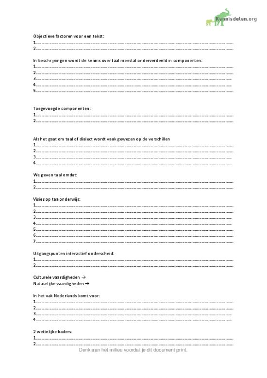 Vragenlijst kennis Taal in de onderbouw PABO KennisDelen