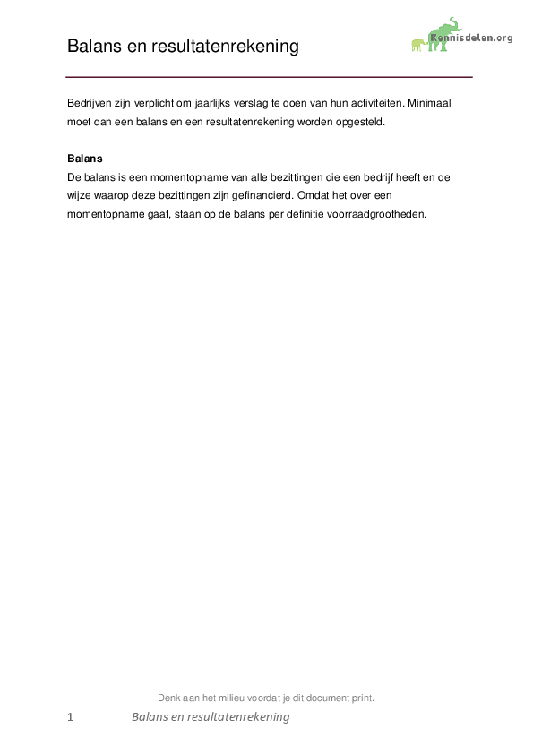 Balans en resultatenrekening