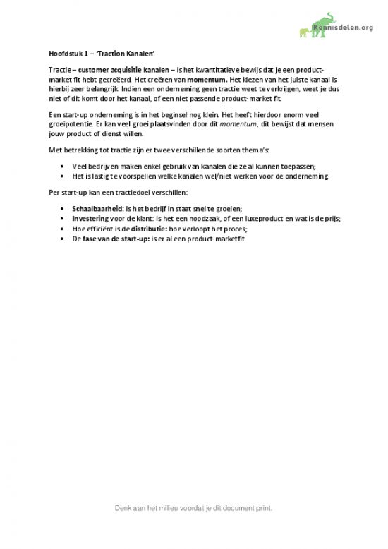 Traction Channels Samenvatting