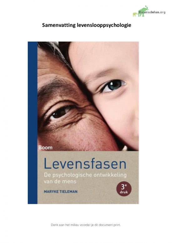 Samenvatting levenslooppsychologie (Tieleman, 2015)