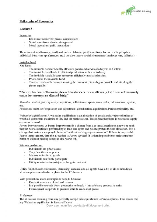 Summary Philosophy of Economics