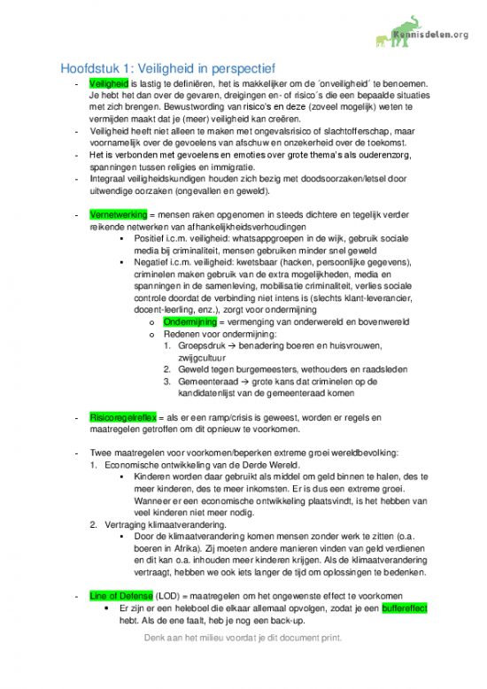 Samenvatting IVK Inleiding Integrale Veiligheid (JAAR 1 BLOK 1)