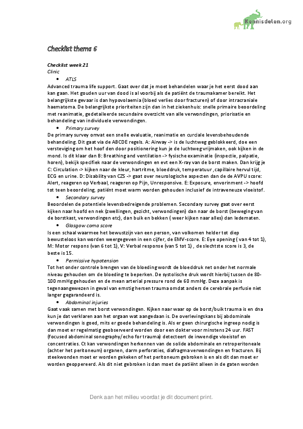 Checklist thema 6 Letsel