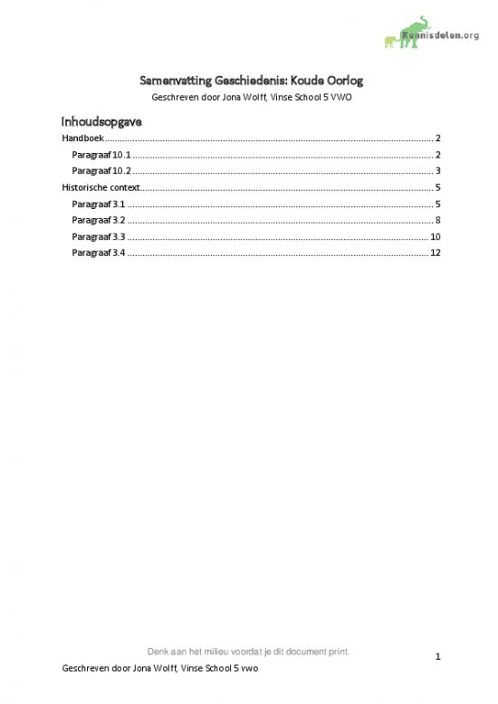 Uitgebreide & complete samenvatting Koude Oorlog (geschiedenis, vwo 5 / vwo 6)