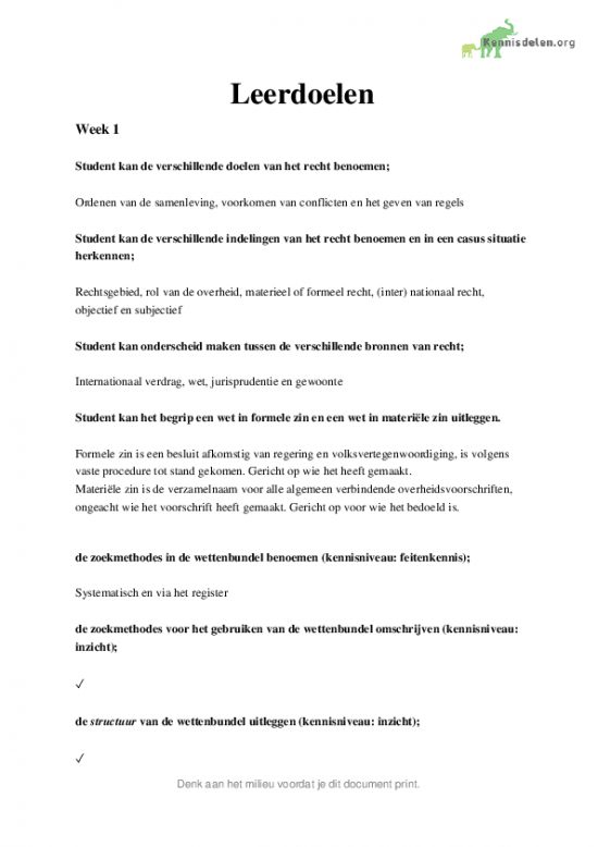Leerdoelen inleiding recht → 8 gehaald