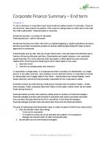 Summary Corporate Finance Endterm for Premaster Economics at Utrecht University