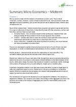 Summary Micro Economics midterm for Premaster Economics at Utrecht University