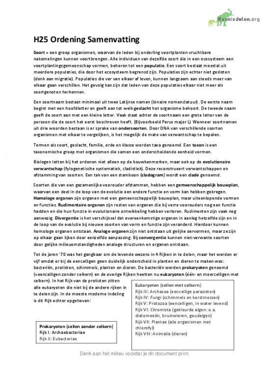 H25 Ordening 10voorbiologie