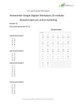 meest recente antwoorden 26 modules “basisprincipes van online marketing” van Google Digitale werkplaats.