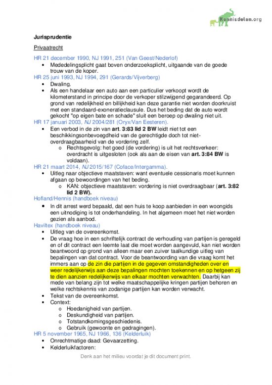 Jurisprudentie Inleiding Privaatrecht