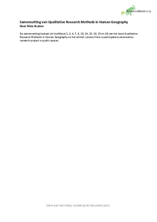 Qualitative Research Methods in Human Geography