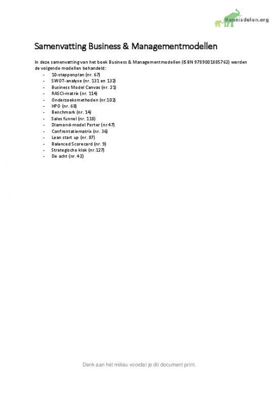 Business en Managementmodellen